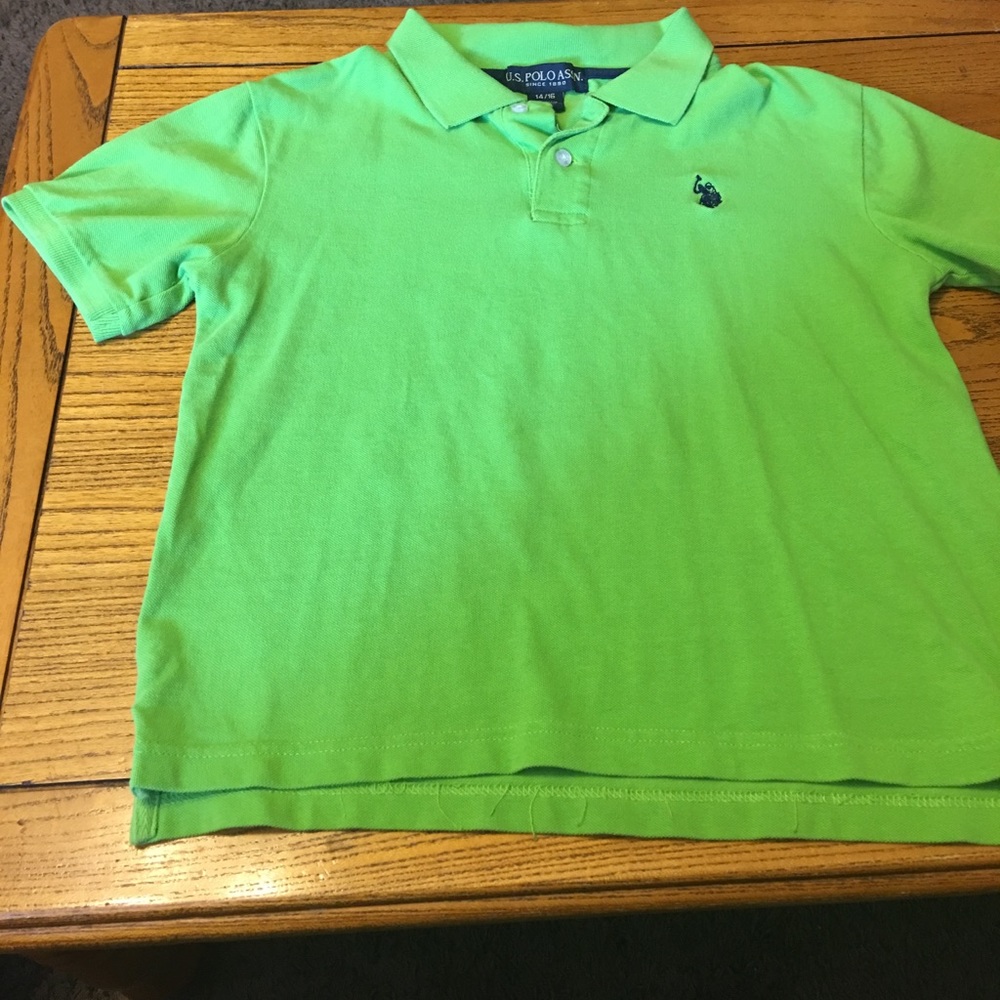 Boys Green Polo Brand Polo Shirt-Sz Lg